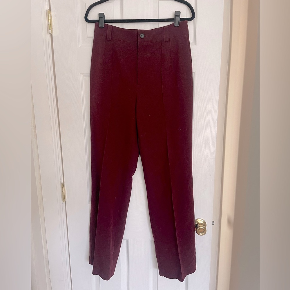 Zara Burgundy Wide Leg Dress Pants Trousers
